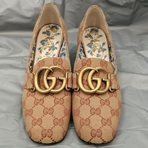 GUCCI Double logo - Victorie Canvas Mid Heel Pump